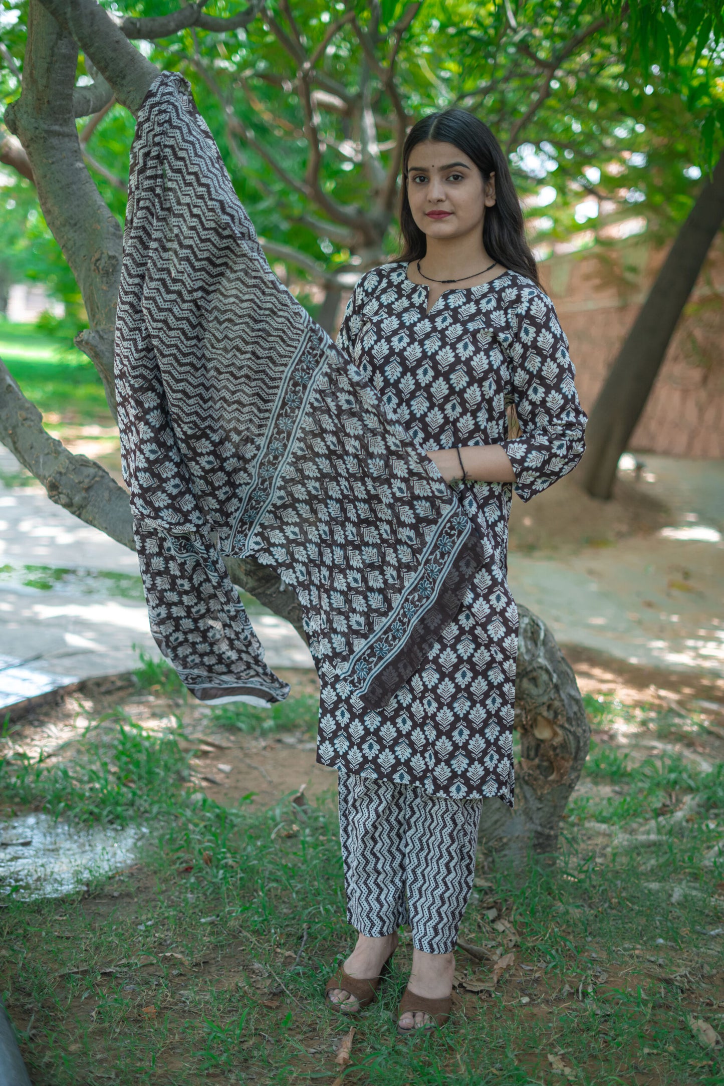 BROWN COFFEE COTTON SUIT SET