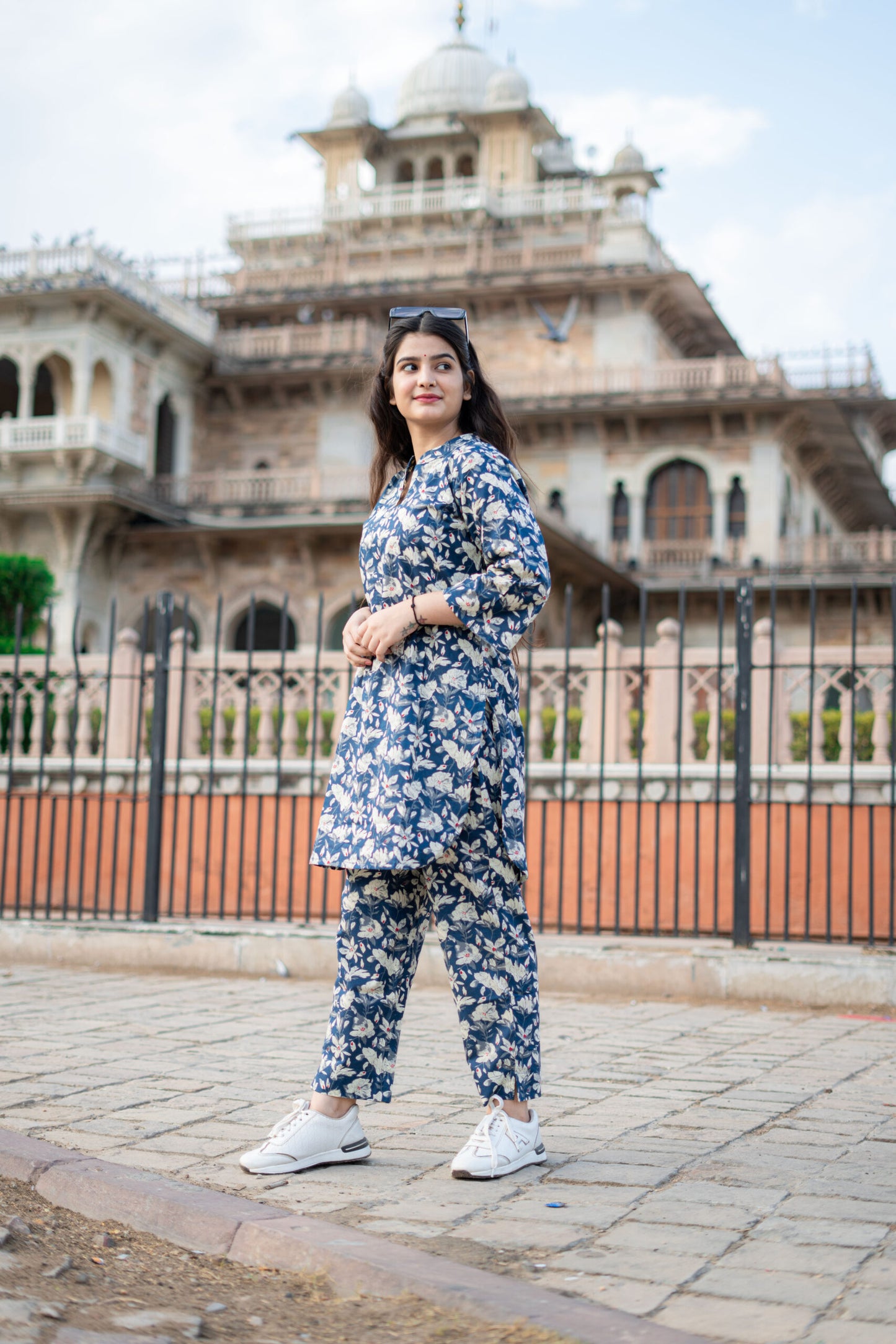 NAVY FLORAL COTTON CO-ORD SET