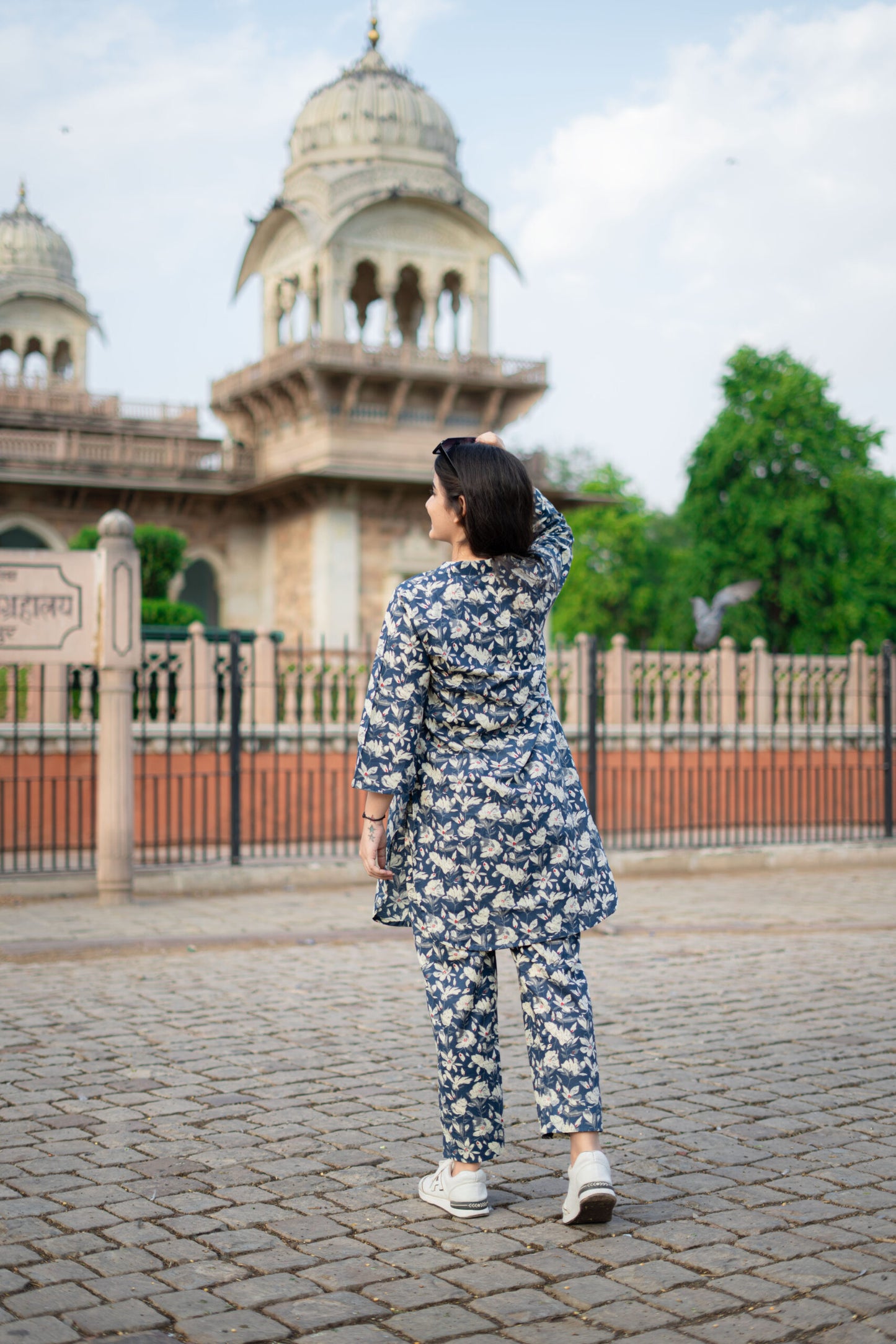 NAVY FLORAL COTTON CO-ORD SET