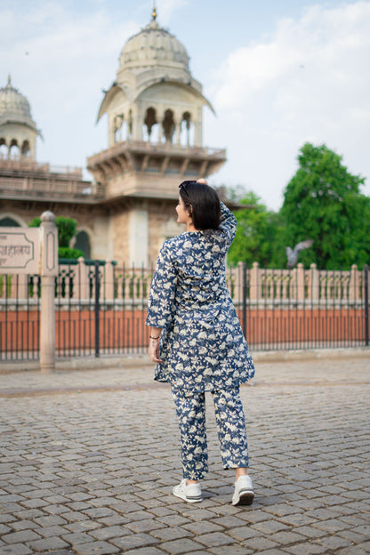 NAVY FLORAL COTTON CO-ORD SET