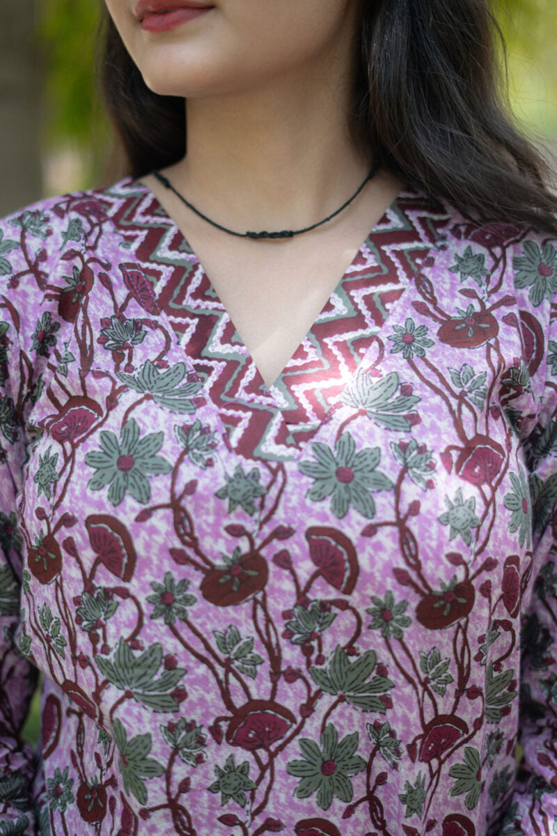 PURPLE BOOTA CHIFFON SUIT SET
