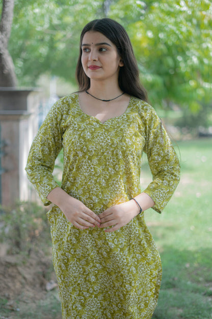LIME GREEN FLORAL SUIT SET