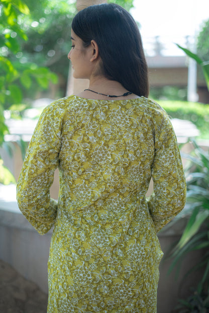 LIME GREEN FLORAL SUIT SET