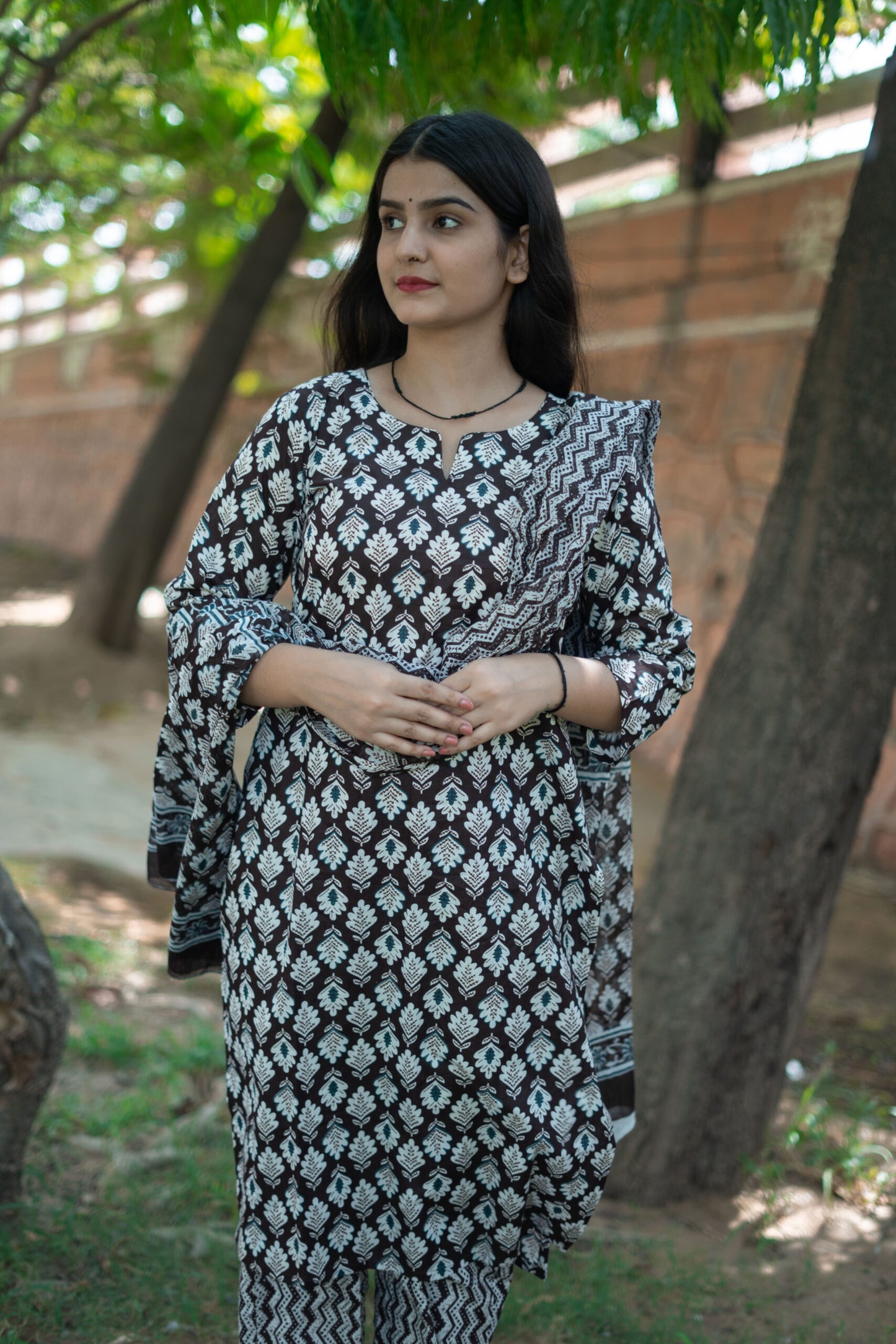 BROWN COFFEE COTTON SUIT SET