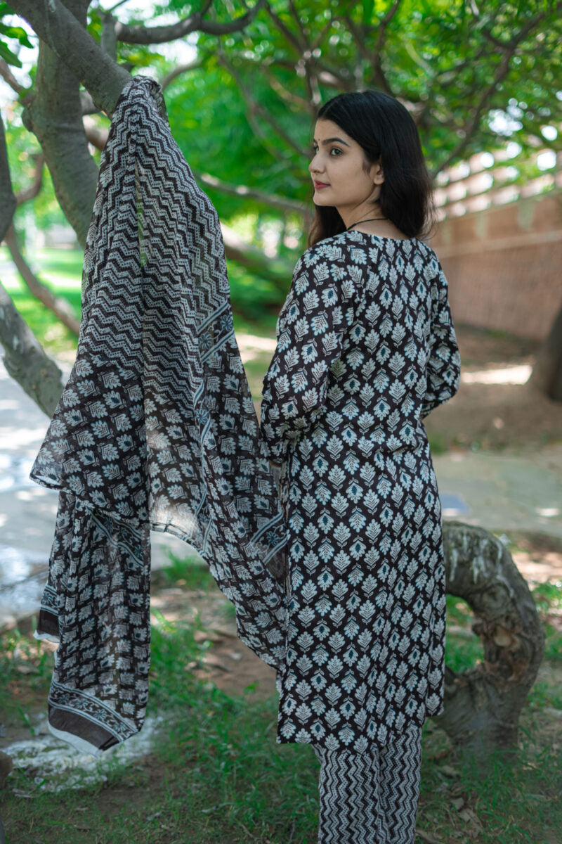 BROWN COFFEE COTTON SUIT SET