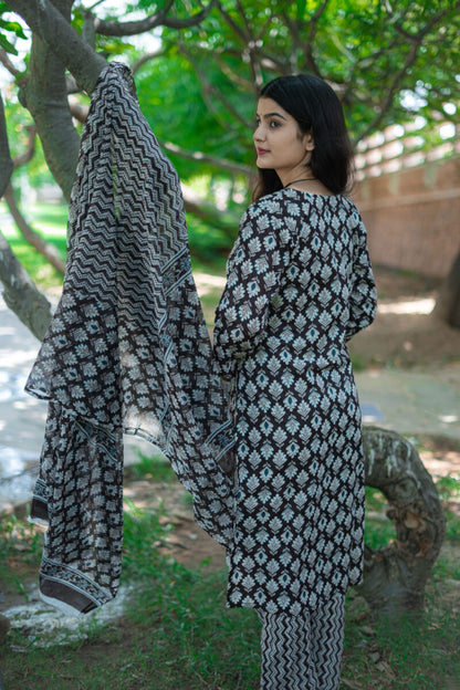 BROWN COFFEE COTTON SUIT SET