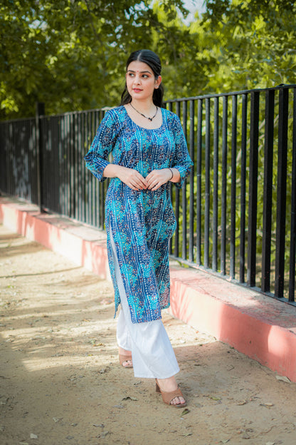 CERULEAN BLUE COTTON KURTA