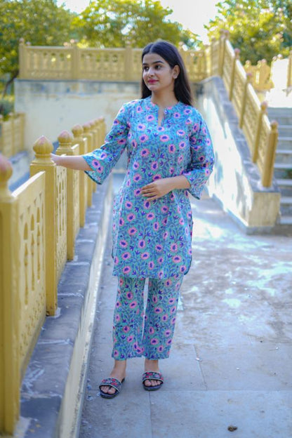 SKY BLUE LOTUS FLOWER CO-ORD SET
