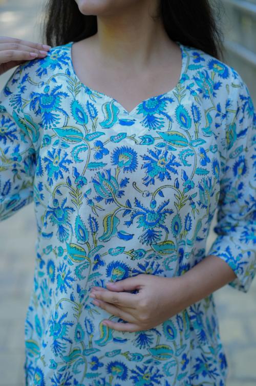 CREAM BLUE FLORAL CO-ORD SET