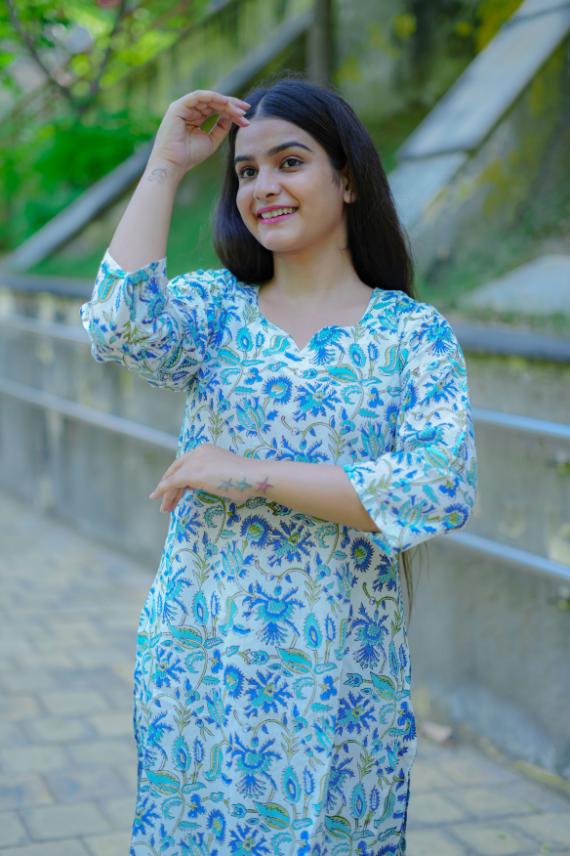 CREAM BLUE FLORAL CO-ORD SET