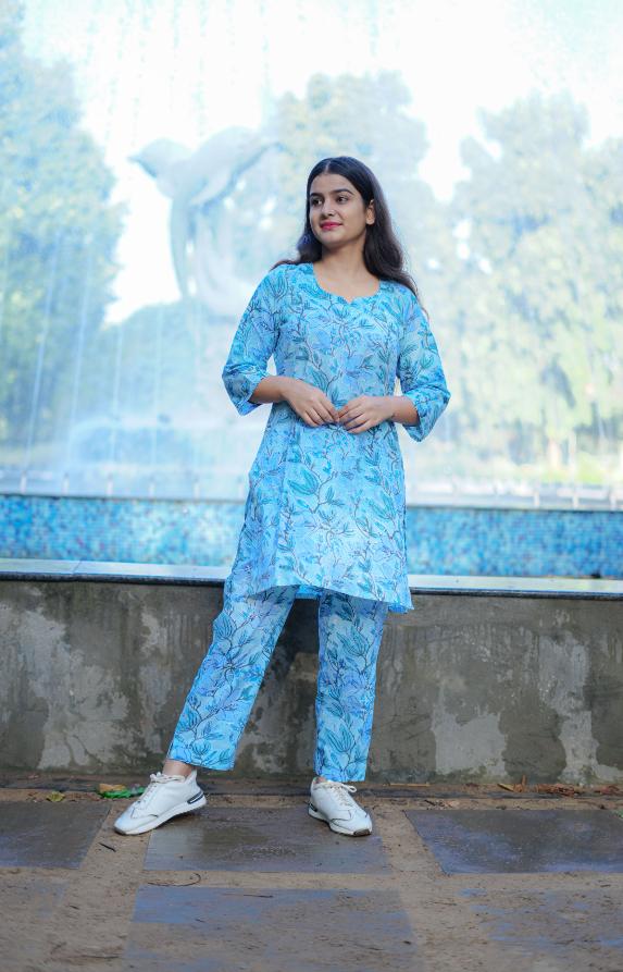 SKY BLUE FLORAL CO-ORD SET