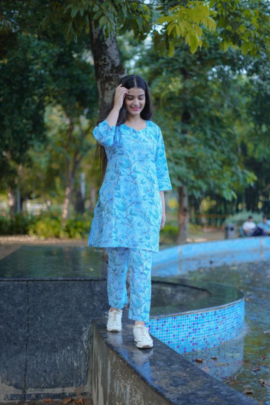 SKY BLUE FLORAL CO-ORD SET