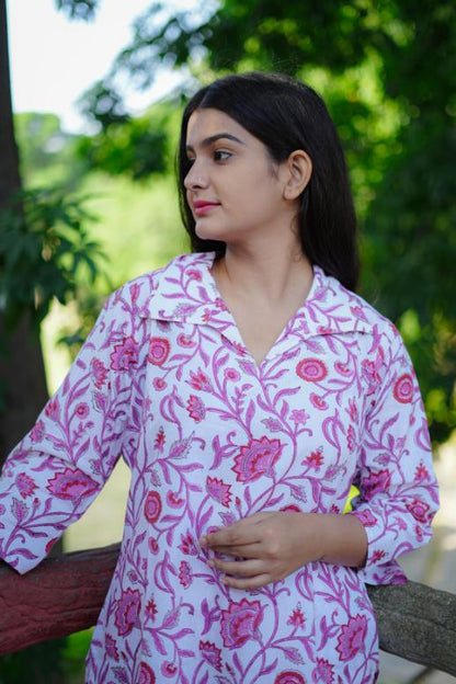 CREAM PINK JAAL CO-ORD SET