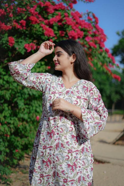 CREAM RED JAAL CO-ORD SET