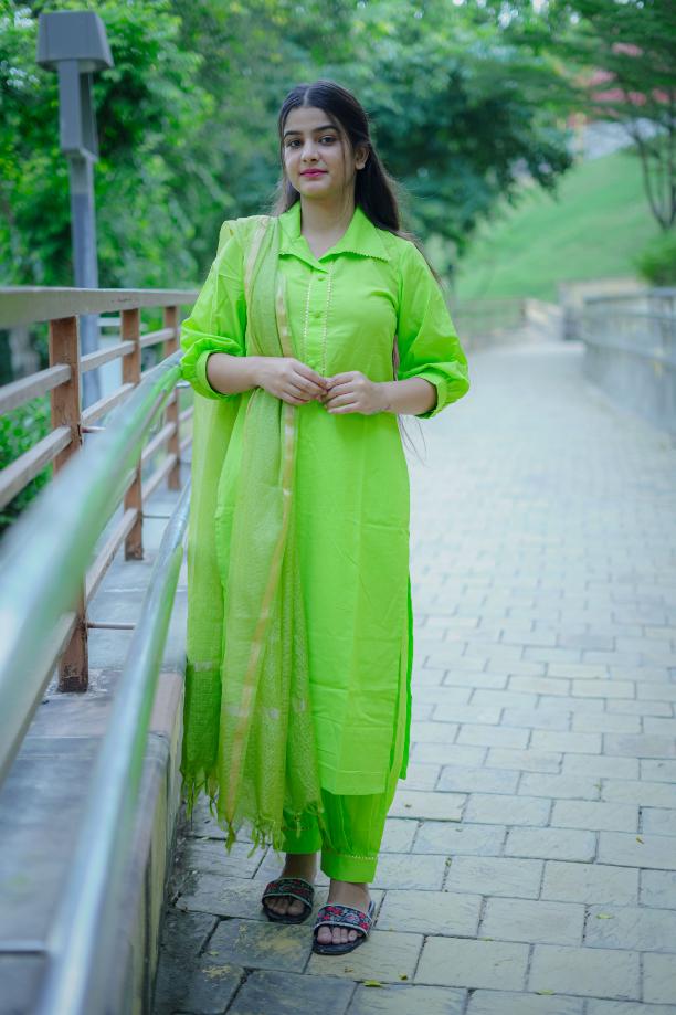 LIME GREEN AFFGANI SUIT SET