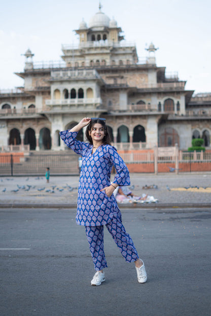BRIGHT BLUE COTTON CO-ORD SET