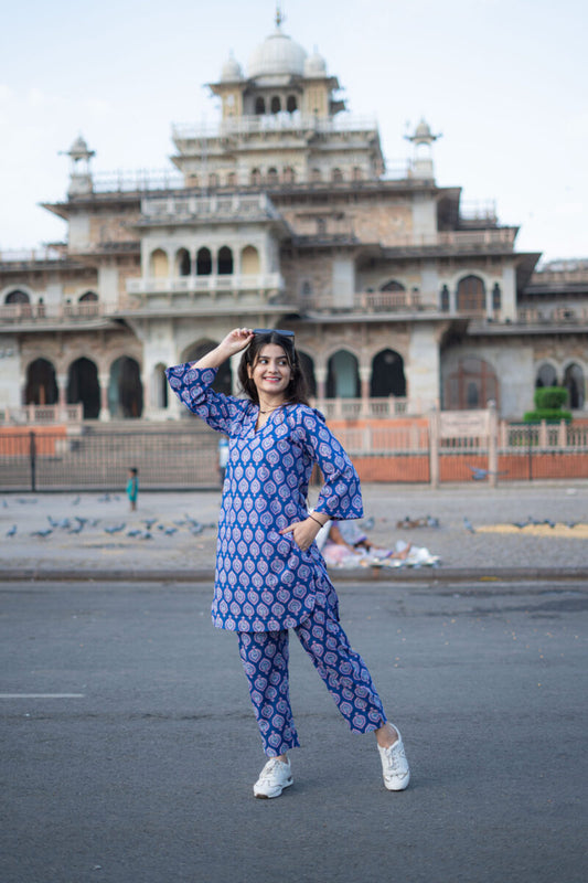 BRIGHT BLUE COTTON CO-ORD SET