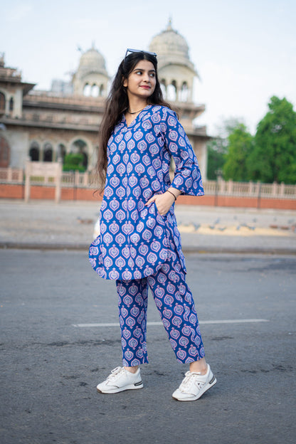 BRIGHT BLUE COTTON CO-ORD SET