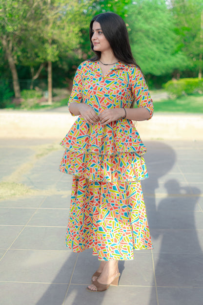 MULTI COLOUR UMBRELLA TIER DRESS