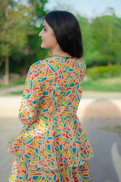MULTI COLOUR UMBRELLA TIER DRESS