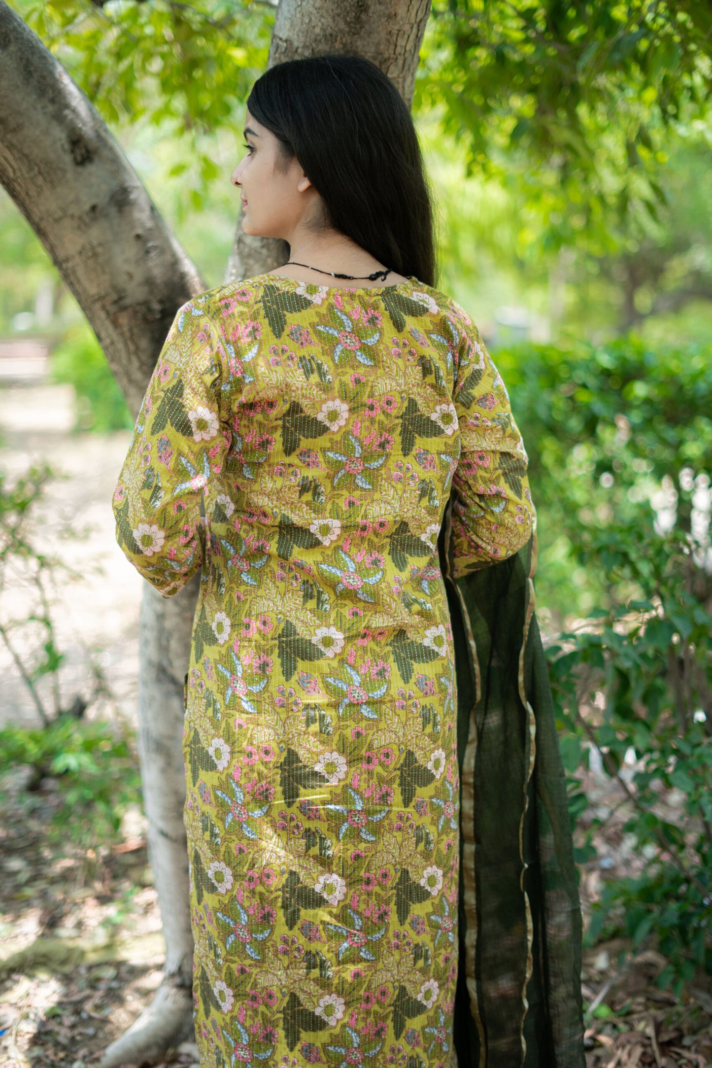 MUSTARD YELLOW KATHA SUIT SET