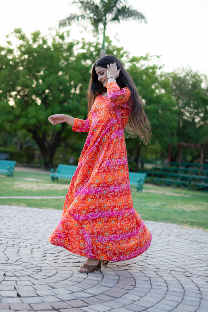 RANI PINK BANDHANI LONG DRESS