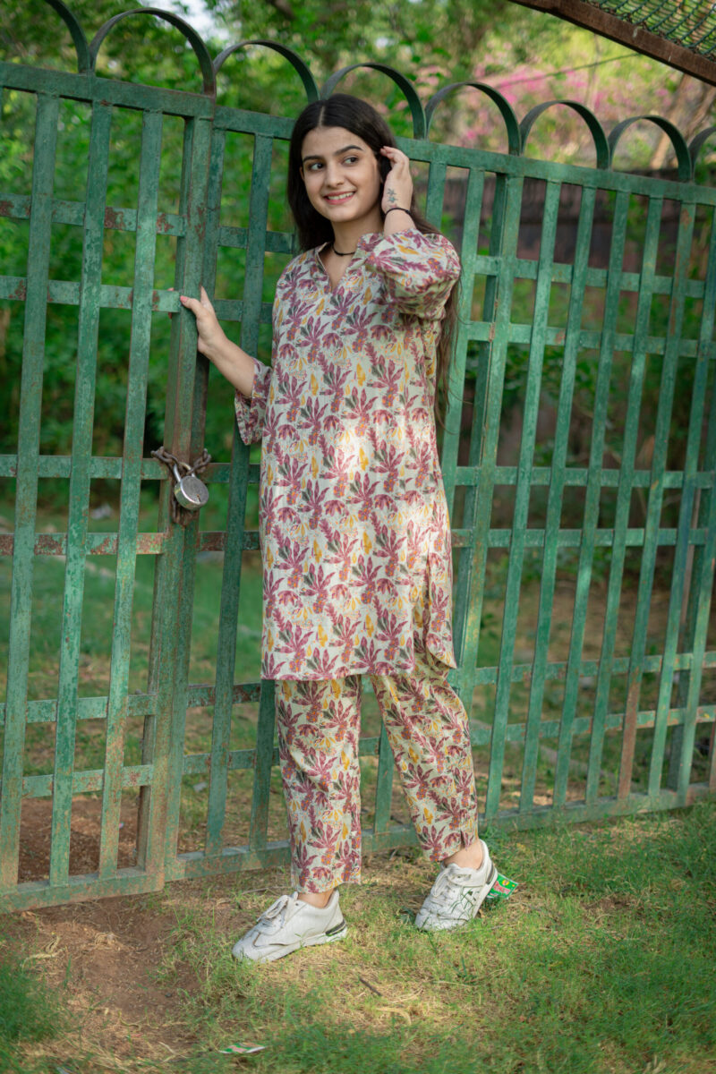 SALMON PINK FLORAL CO-ORD SET