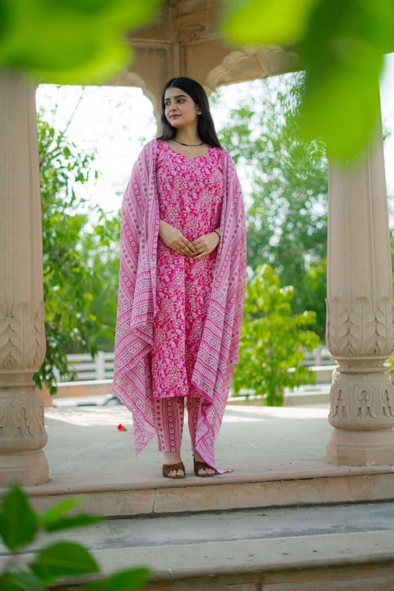 NEON PINK FLORAL SUIT SET