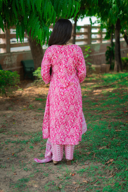 NEON PINK FLORAL SUIT SET