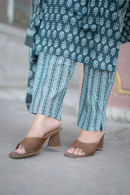 DEEP TURQUOISE BOOTA SUIT SET