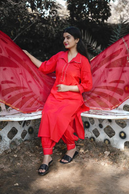 RED AFFGANI SUIT SET
