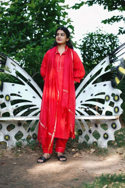 RED AFFGANI SUIT SET