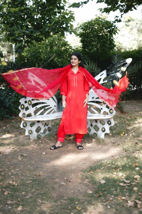 RED AFFGANI SUIT SET