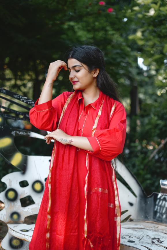 RED AFFGANI SUIT SET
