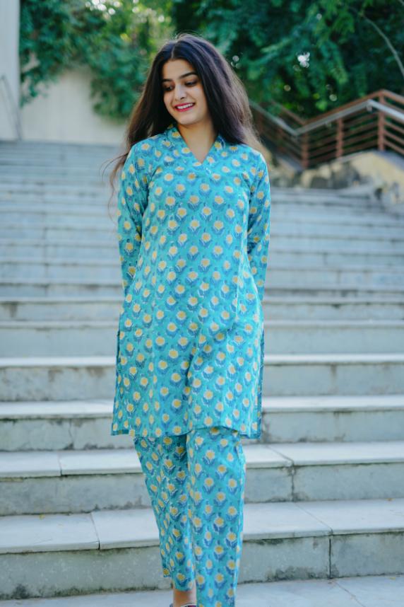 FIROZI YELLOW FLORAL CO-ORD SET