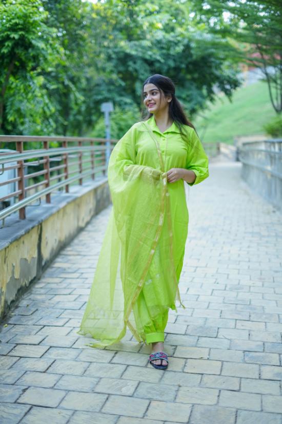 LIME GREEN AFFGANI SUIT SET
