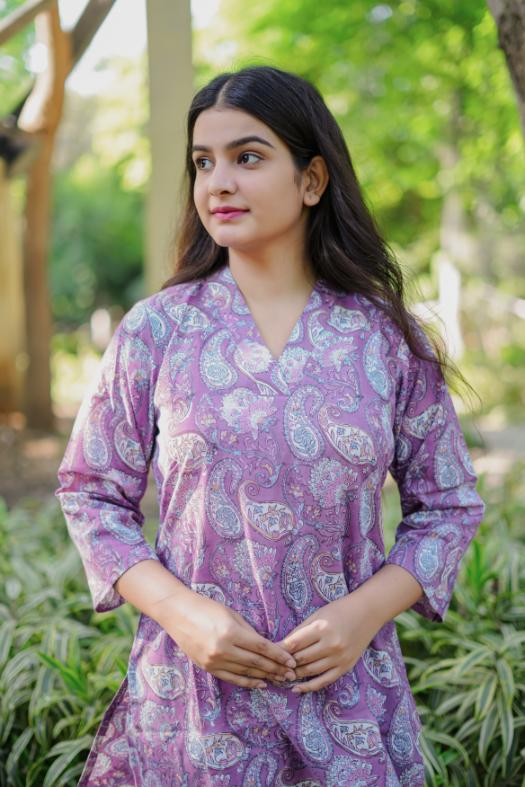 PURPLE FLORAL COTTON CO-ORD SET