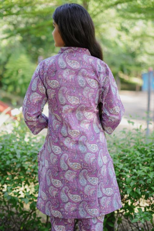 PURPLE FLORAL COTTON CO-ORD SET