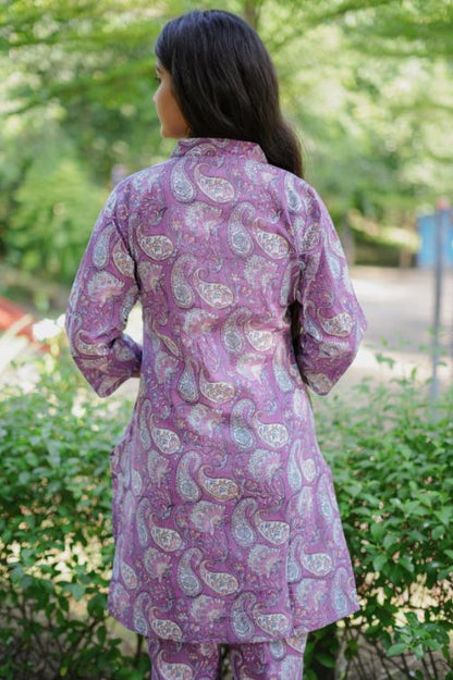 PURPLE FLORAL COTTON CO-ORD SET
