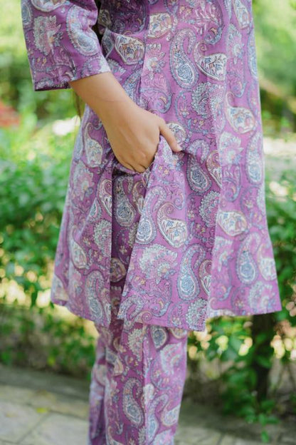 PURPLE FLORAL COTTON CO-ORD SET