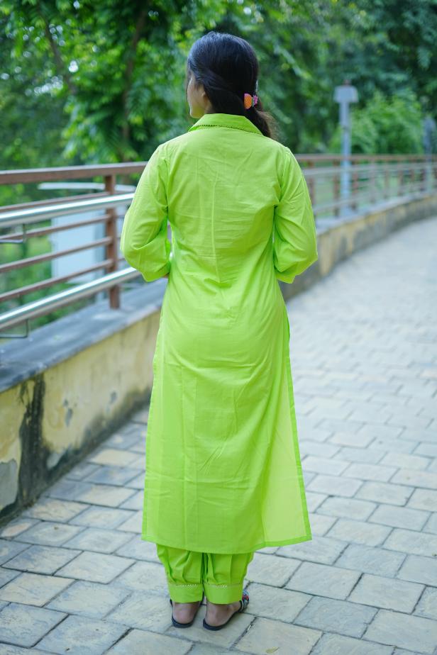 LIME GREEN AFFGANI SUIT SET