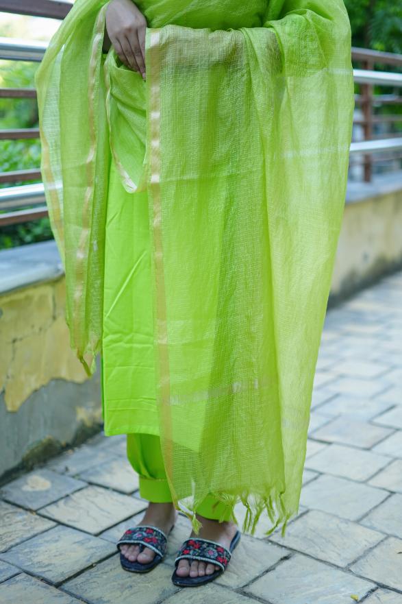 LIME GREEN AFFGANI SUIT SET