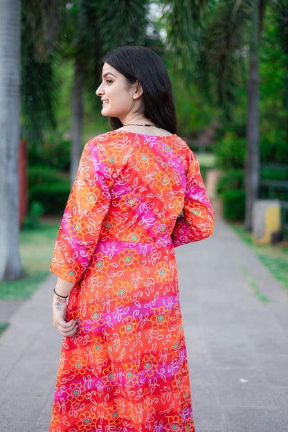 RANI PINK BANDHANI LONG DRESS